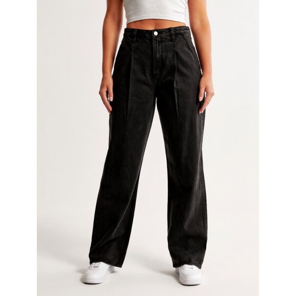 Abercrombie & Fitch Denim - Abercrombie & Fitch The Loose High Rise Women's 24 Black Relaxed Wide Denin Jean